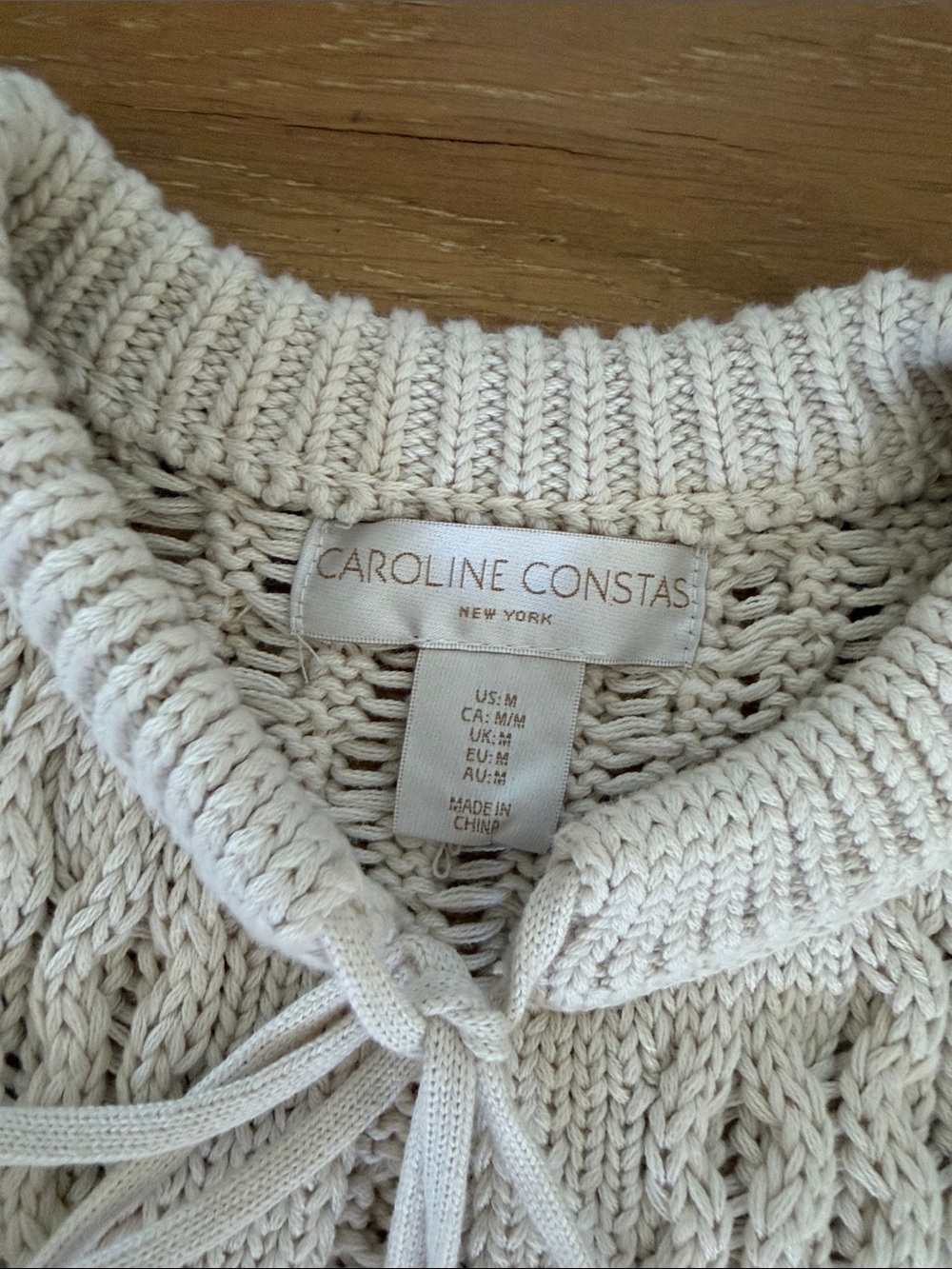 Caroline Constas Cable Knit Front Tie Sweater Vest - Picture 2 of 4